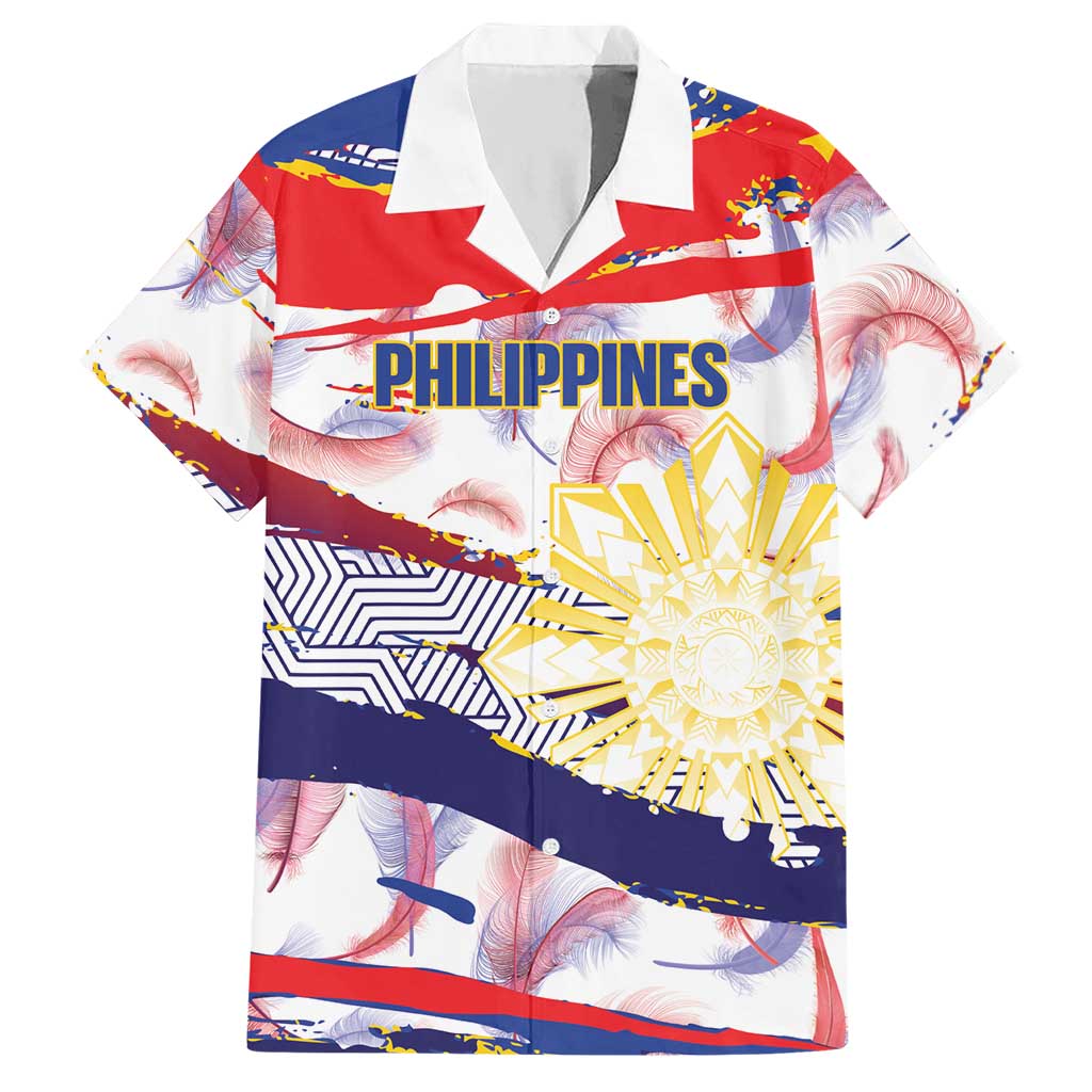 Philippines Sun Tattoo Hawaiian Shirt Feathers Filipinas Grunge Style White LT14 White - Polynesian Pride