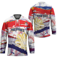 Philippines Sun Tattoo Hockey Jersey Feathers Filipinas Grunge Style White LT14 - Polynesian Pride