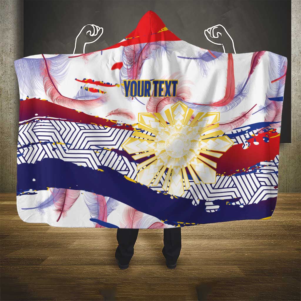 Philippines Sun Tattoo Hooded Blanket Feathers Filipinas Grunge Style White LT14 - Polynesian Pride