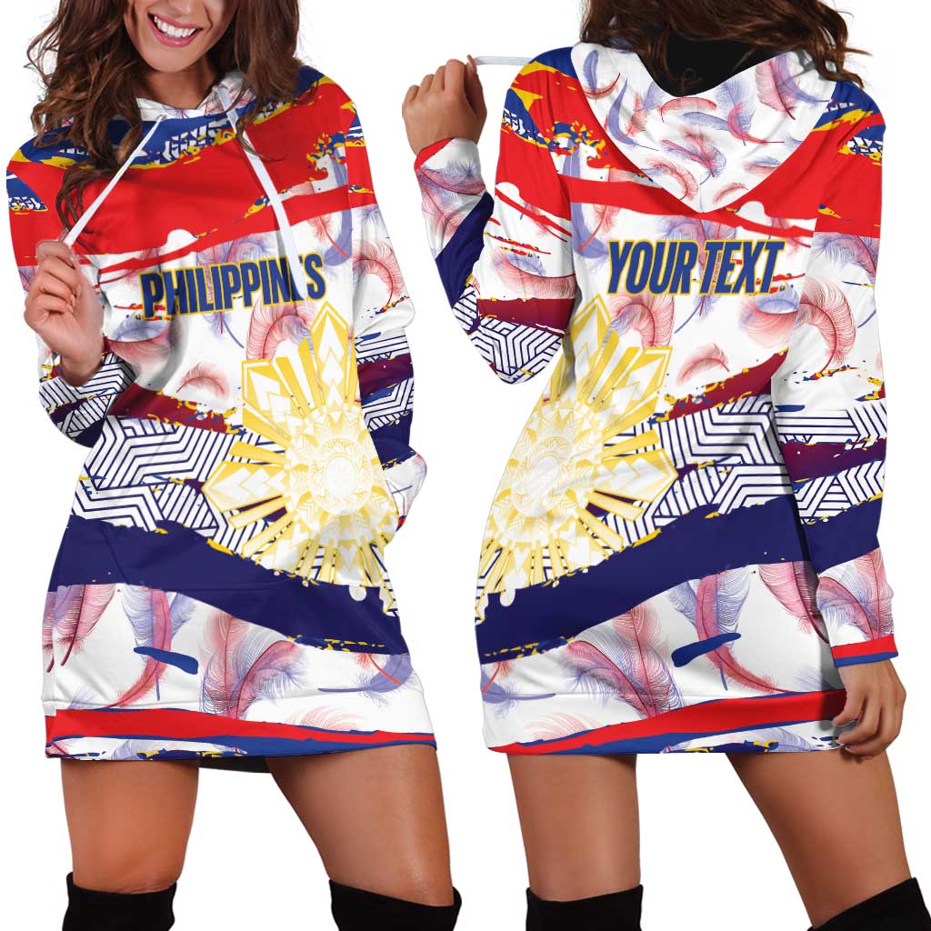 Philippines Sun Tattoo Hoodie Dress Feathers Filipinas Grunge Style White LT14 - Polynesian Pride