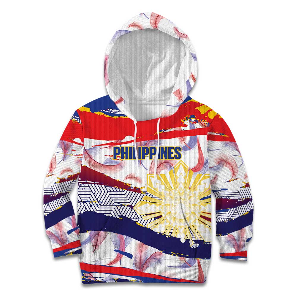 Philippines Sun Tattoo Kid Hoodie Feathers Filipinas Grunge Style White LT14 Hoodie White - Polynesian Pride