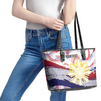 Philippines Sun Tattoo Leather Tote Bag Feathers Filipinas Grunge Style White LT14 - Polynesian Pride