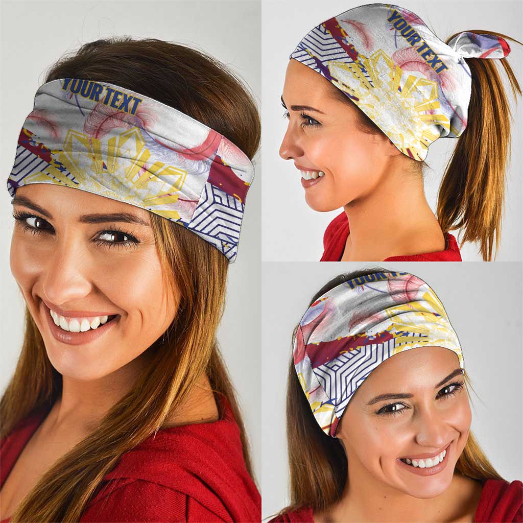 Philippines Sun Tattoo Neck Gaiter Feathers Filipinas Grunge Style White LT14 - Polynesian Pride