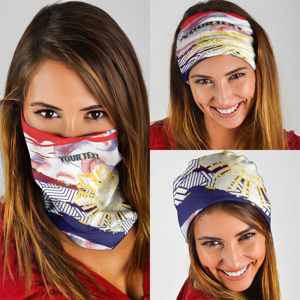 Philippines Sun Tattoo Neck Gaiter Feathers Filipinas Grunge Style White LT14 - Polynesian Pride