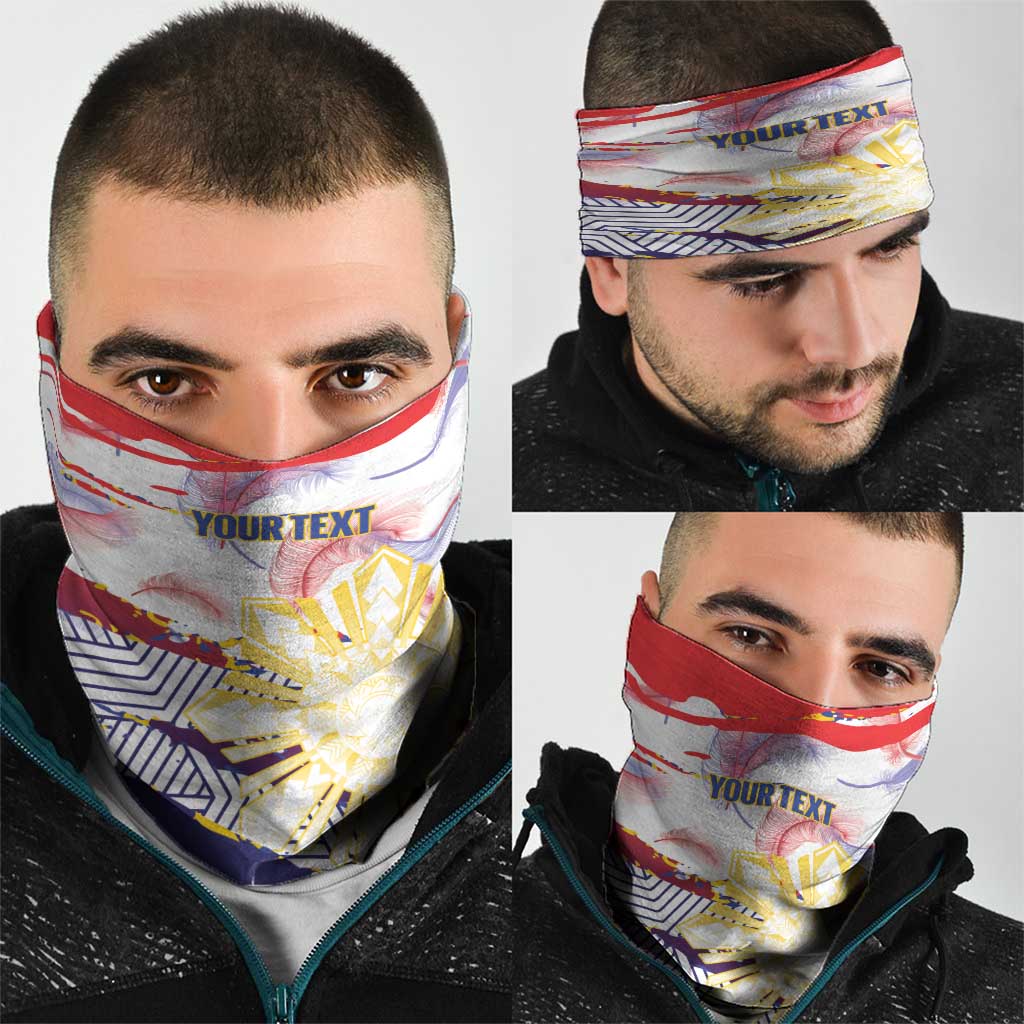Philippines Sun Tattoo Neck Gaiter Feathers Filipinas Grunge Style White LT14 - Polynesian Pride