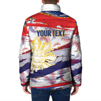 Philippines Sun Tattoo Padded Jacket Feathers Filipinas Grunge Style White