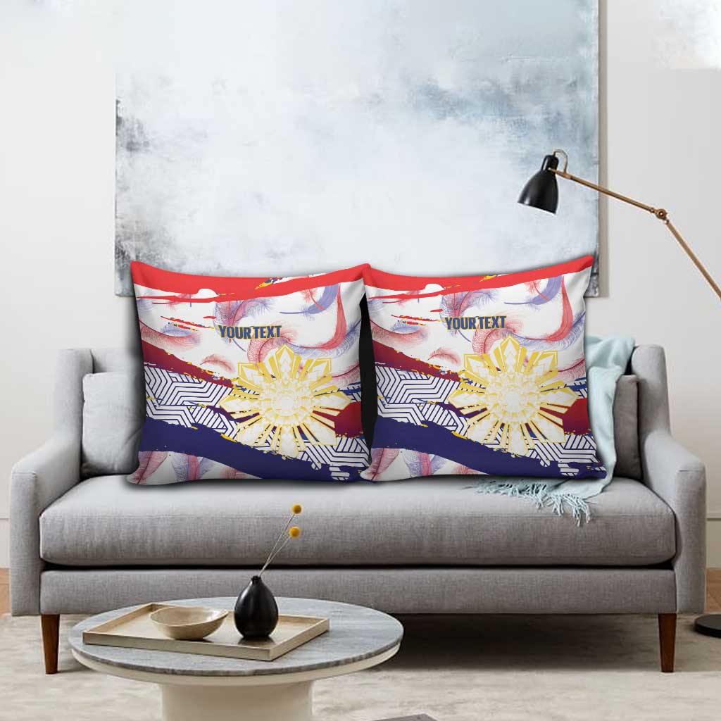 Philippines Sun Tattoo Pillow Cover Feathers Filipinas Grunge Style White LT14 - Polynesian Pride