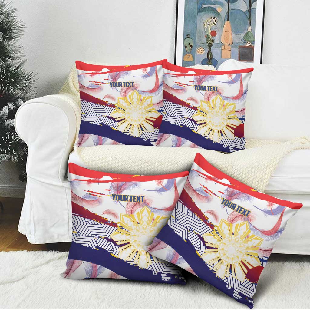 Philippines Sun Tattoo Pillow Cover Feathers Filipinas Grunge Style White LT14 - Polynesian Pride