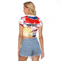 Philippines Sun Tattoo Raglan Cropped T Shirt Feathers Filipinas Grunge Style White LT14 - Polynesian Pride