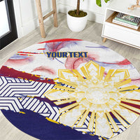 Philippines Sun Tattoo Round Carpet Feathers Filipinas Grunge Style White LT14 White - Polynesian Pride