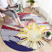Philippines Sun Tattoo Round Carpet Feathers Filipinas Grunge Style White LT14 - Polynesian Pride
