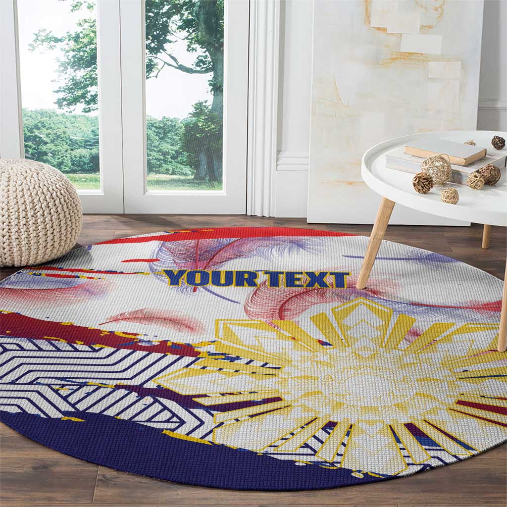 Philippines Sun Tattoo Round Carpet Feathers Filipinas Grunge Style White LT14 - Polynesian Pride