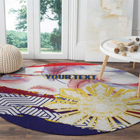 Philippines Sun Tattoo Round Carpet Feathers Filipinas Grunge Style White LT14 - Polynesian Pride