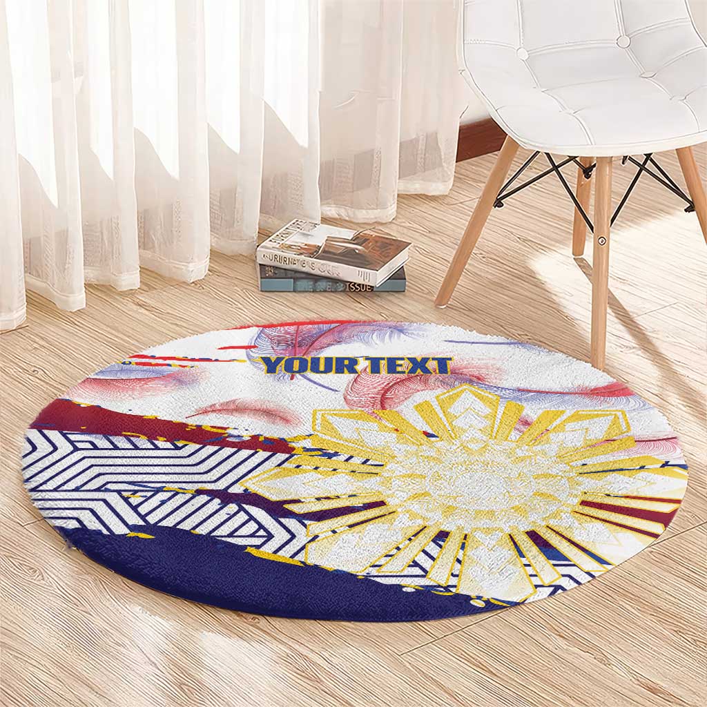 Philippines Sun Tattoo Round Carpet Feathers Filipinas Grunge Style White LT14 - Polynesian Pride