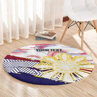 Philippines Sun Tattoo Round Carpet Feathers Filipinas Grunge Style White LT14 - Polynesian Pride