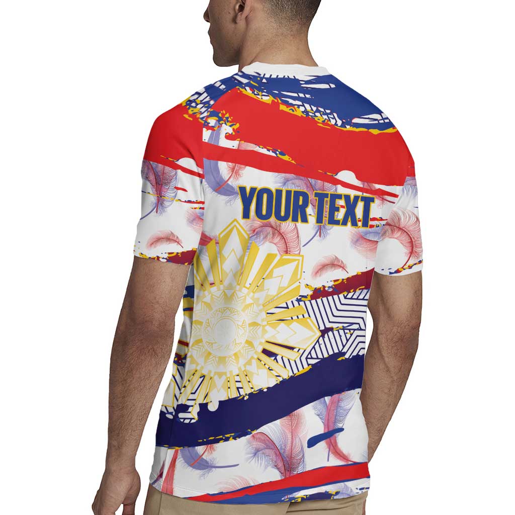Philippines Sun Tattoo Rugby Jersey Feathers Filipinas Grunge Style White LT14 - Polynesian Pride