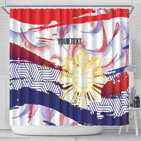 Philippines Sun Tattoo Shower Curtain Feathers Filipinas Grunge Style White LT14 - Polynesian Pride