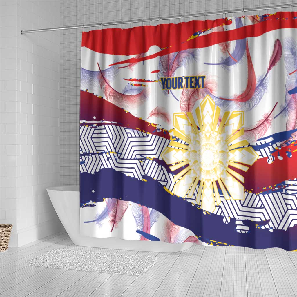 Philippines Sun Tattoo Shower Curtain Feathers Filipinas Grunge Style White LT14 - Polynesian Pride