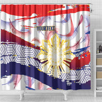 Philippines Sun Tattoo Shower Curtain Feathers Filipinas Grunge Style White LT14 - Polynesian Pride