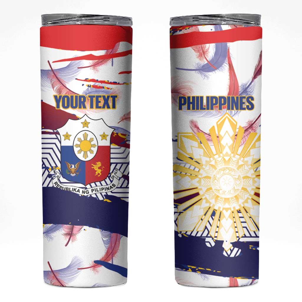 Philippines Sun Tattoo Skinny Tumbler Feathers Filipinas Grunge Style White LT14 White - Polynesian Pride