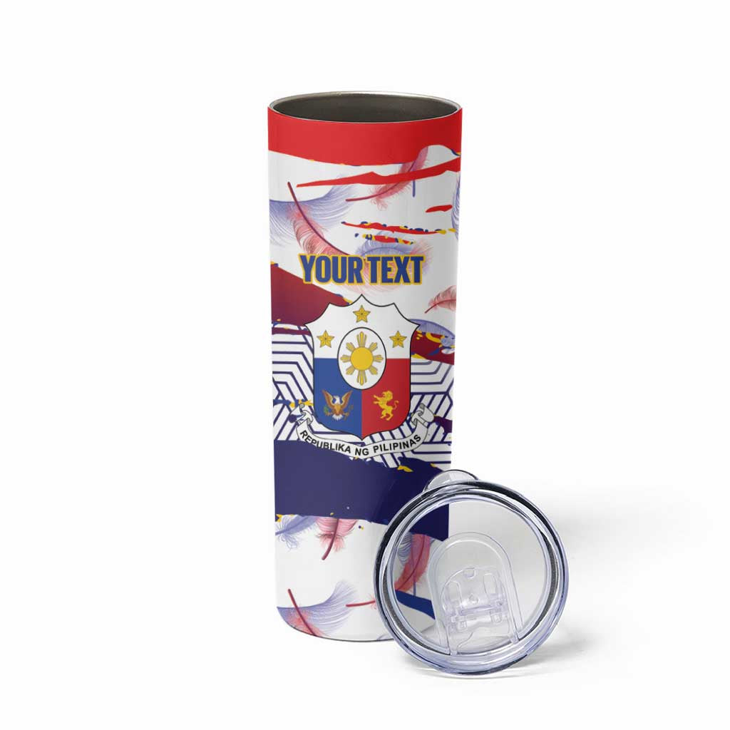 Philippines Sun Tattoo Skinny Tumbler Feathers Filipinas Grunge Style White LT14 - Polynesian Pride