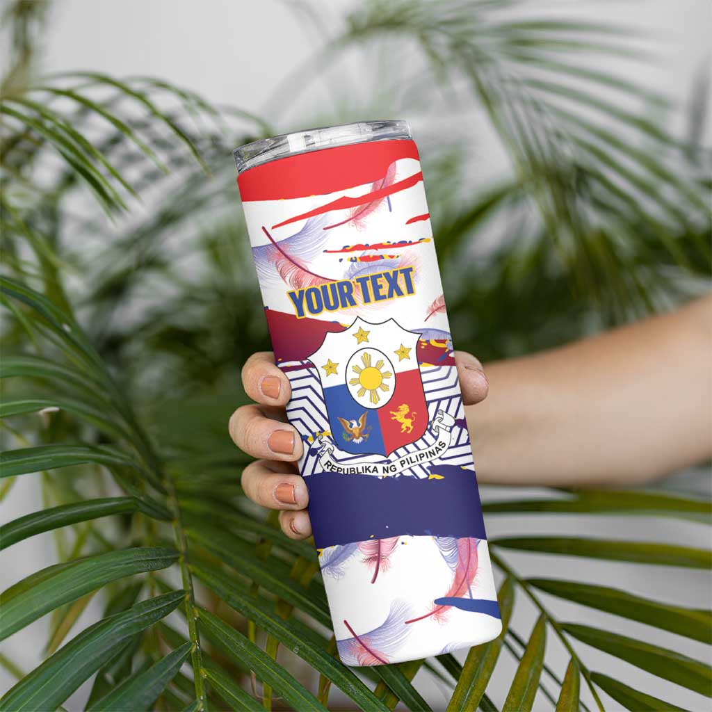 Philippines Sun Tattoo Skinny Tumbler Feathers Filipinas Grunge Style White LT14 - Polynesian Pride