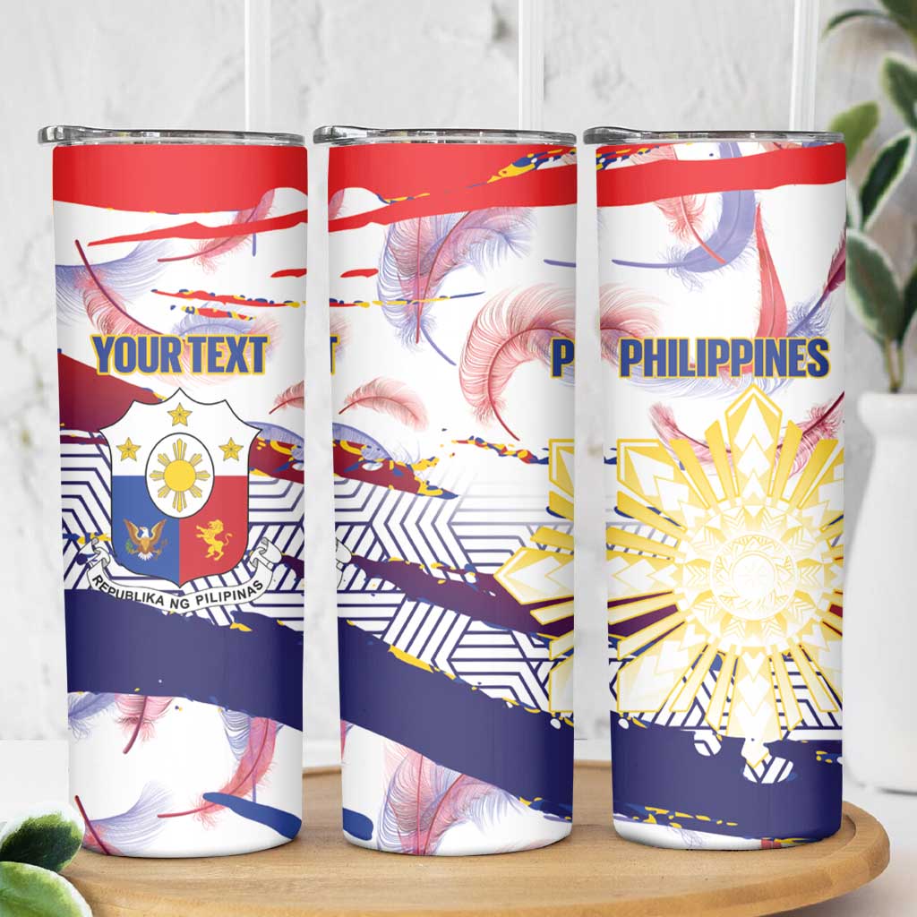Philippines Sun Tattoo Skinny Tumbler Feathers Filipinas Grunge Style White LT14 - Polynesian Pride