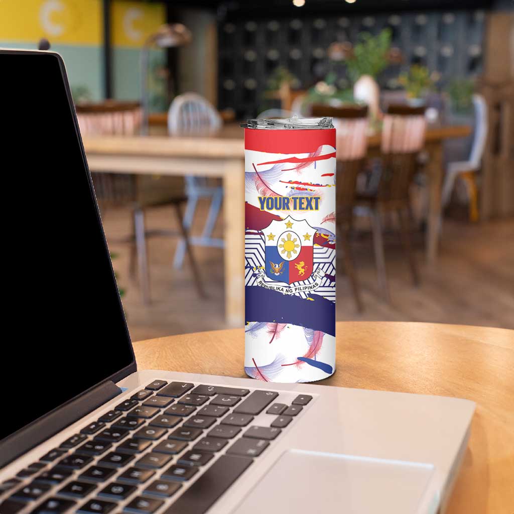 Philippines Sun Tattoo Skinny Tumbler Feathers Filipinas Grunge Style White LT14 - Polynesian Pride