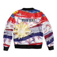 Philippines Sun Tattoo Sleeve Zip Bomber Jacket Feathers Filipinas Grunge Style White LT14 - Polynesian Pride