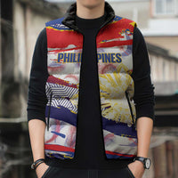 Philippines Sun Tattoo Sleeveless Puffer Jacket Feathers Filipinas Grunge Style White LT14 - Polynesian Pride