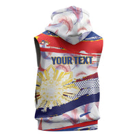Philippines Sun Tattoo Sleeveless Zip Hoodie Feathers Filipinas Grunge Style White LT14 - Polynesian Pride
