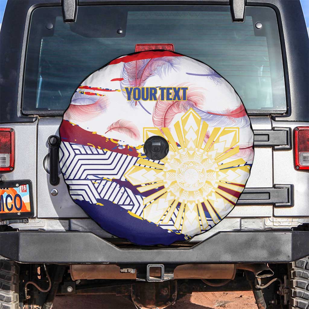 Philippines Sun Tattoo Spare Tire Cover Feathers Filipinas Grunge Style White LT14 White - Polynesian Pride
