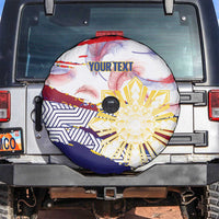 Philippines Sun Tattoo Spare Tire Cover Feathers Filipinas Grunge Style White LT14 White - Polynesian Pride