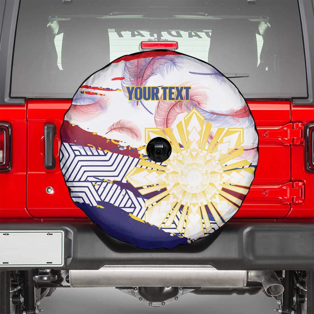 Philippines Sun Tattoo Spare Tire Cover Feathers Filipinas Grunge Style White LT14 - Polynesian Pride