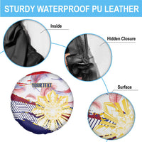 Philippines Sun Tattoo Spare Tire Cover Feathers Filipinas Grunge Style White LT14 - Polynesian Pride
