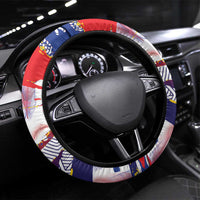 Philippines Sun Tattoo Steering Wheel Cover Feathers Filipinas Grunge Style White LT14 Universal Fit White - Polynesian Pride