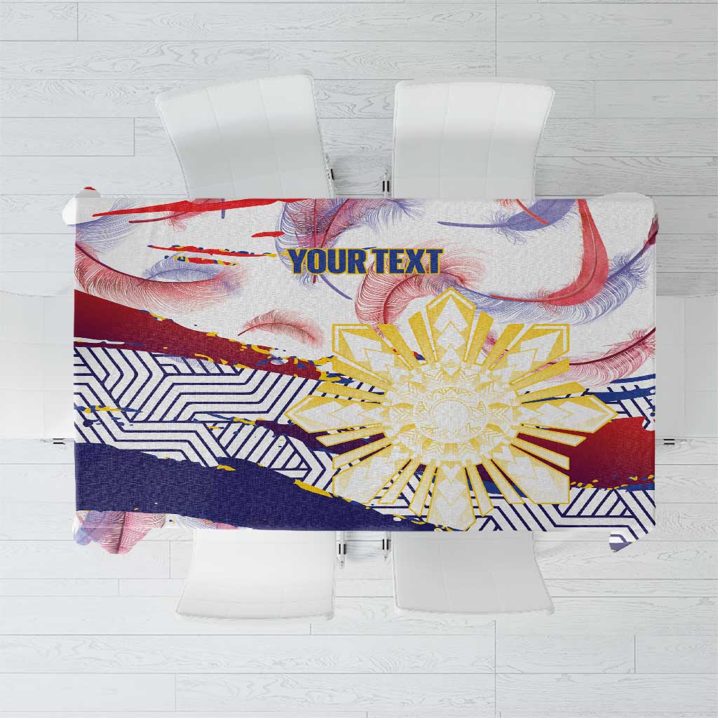 Philippines Sun Tattoo Tablecloth Feathers Filipinas Grunge Style White