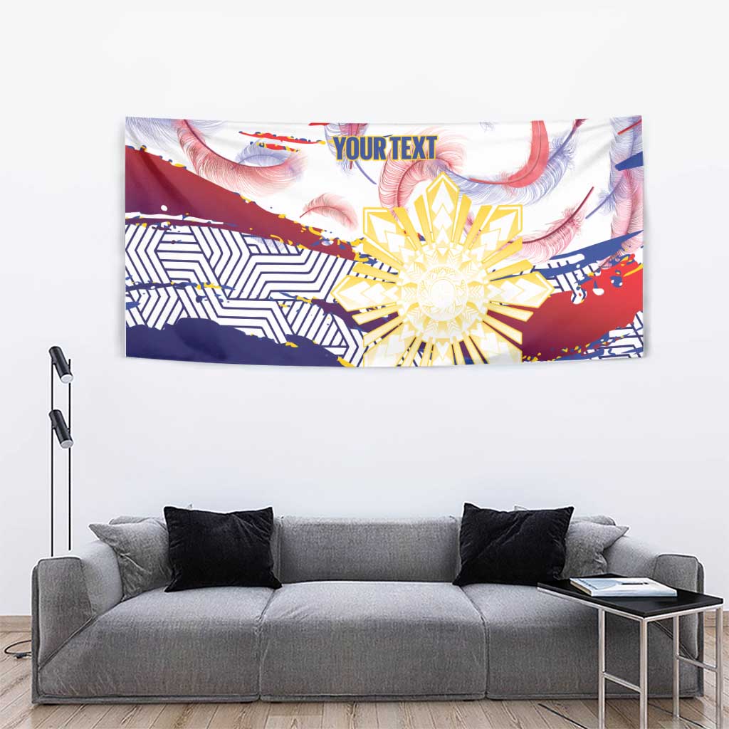 Philippines Sun Tattoo Tapestry Feathers Filipinas Grunge Style White LT14 - Polynesian Pride