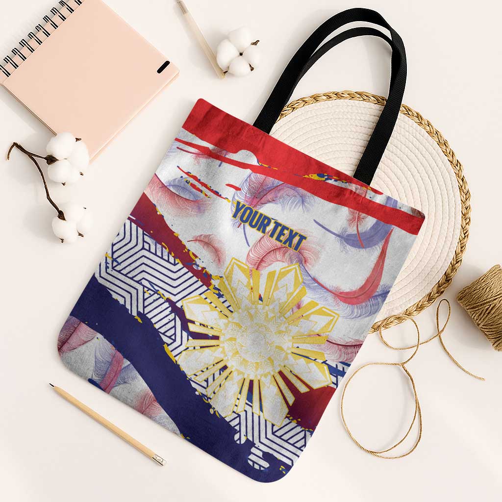 Philippines Sun Tattoo Tote Bag Feathers Filipinas Grunge Style White LT14 Black Strap One Size White - Polynesian Pride