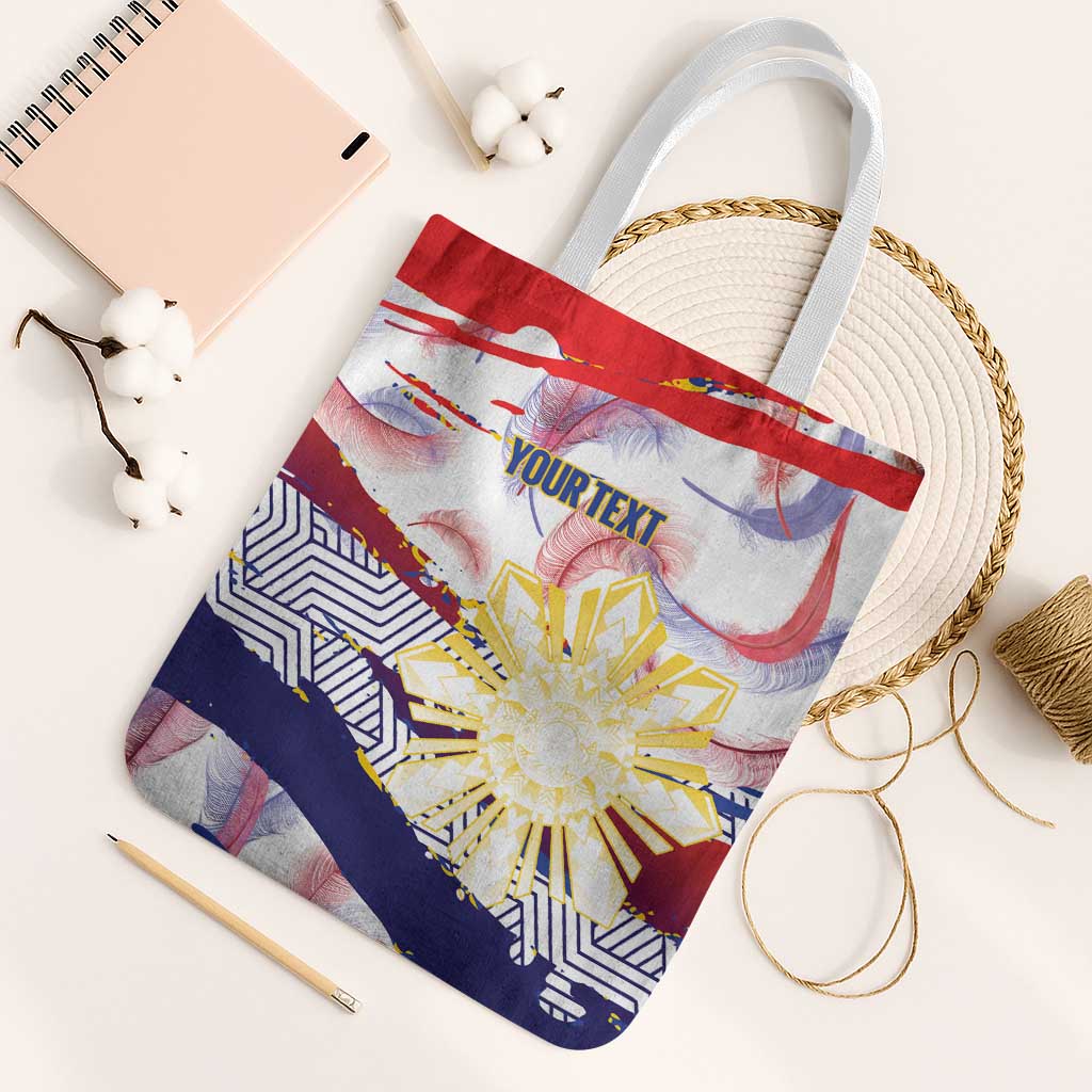 Philippines Sun Tattoo Tote Bag Feathers Filipinas Grunge Style White LT14 White Strap One Size White - Polynesian Pride