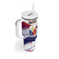 Philippines Sun Tattoo Tumbler With Handle Feathers Filipinas Grunge Style White LT14 - Polynesian Pride