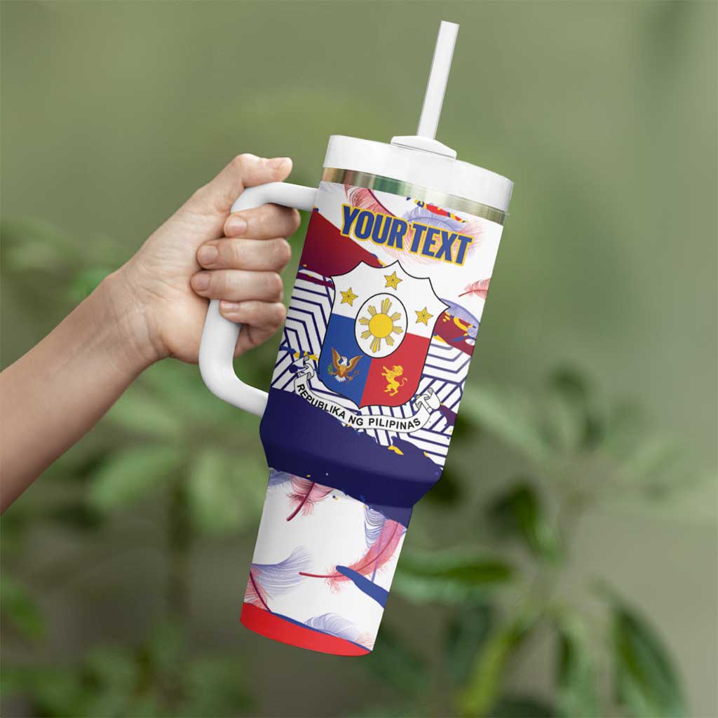 Philippines Sun Tattoo Tumbler With Handle Feathers Filipinas Grunge Style White LT14 - Polynesian Pride