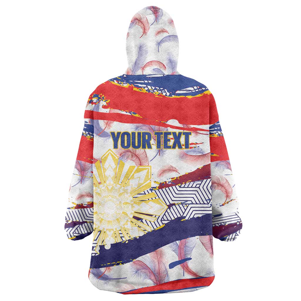 Philippines Sun Tattoo Wearable Blanket Hoodie Feathers Filipinas Grunge Style White LT14 - Polynesian Pride