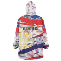 Philippines Sun Tattoo Wearable Blanket Hoodie Feathers Filipinas Grunge Style White LT14 - Polynesian Pride