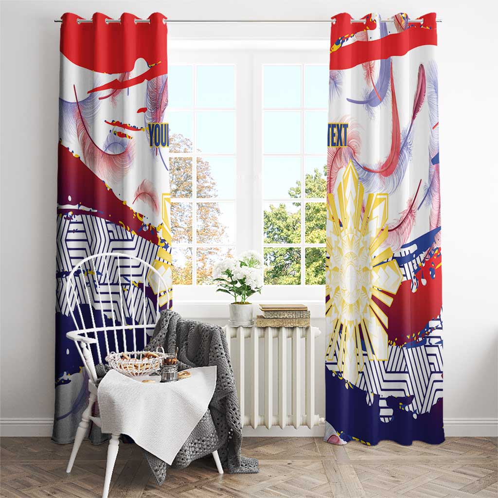 Philippines Sun Tattoo Window Curtain Feathers Filipinas Grunge Style White LT14 - Polynesian Pride