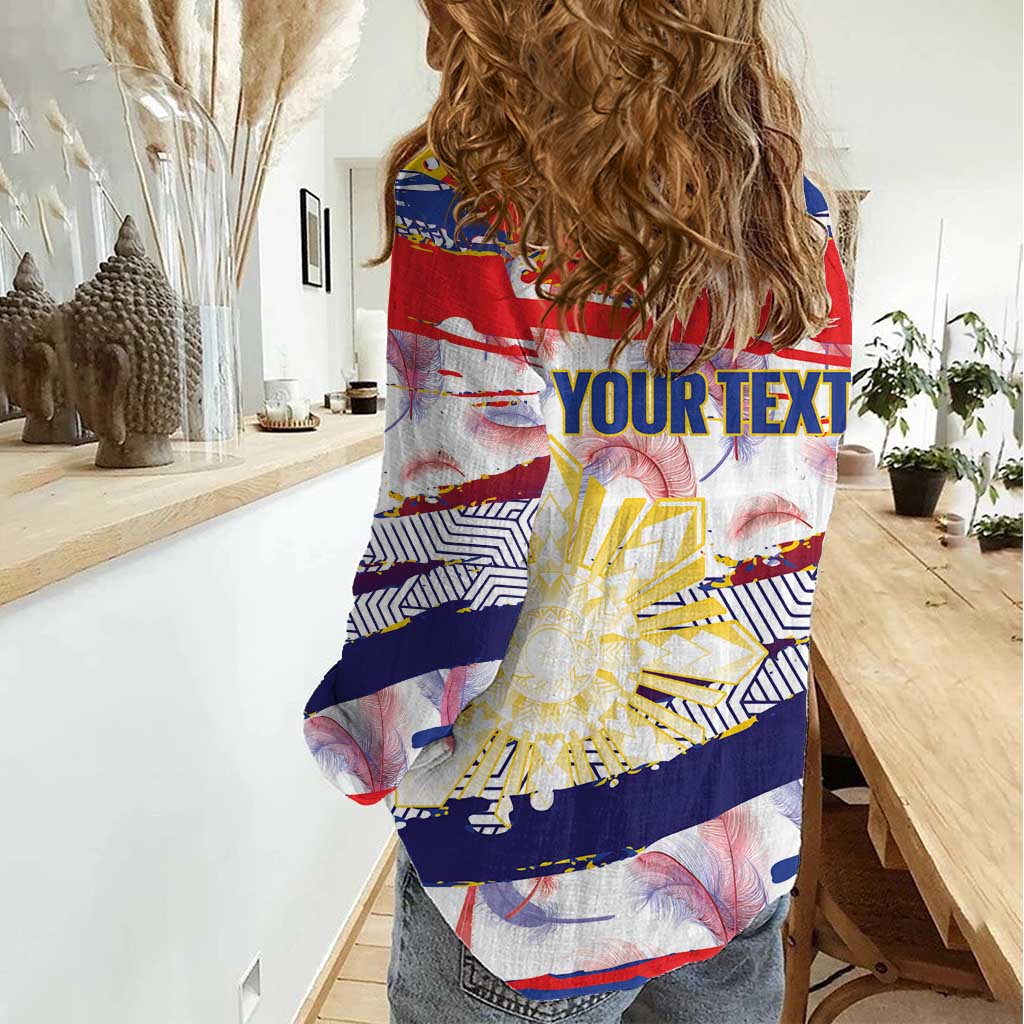 Philippines Sun Tattoo Women Casual Shirt Feathers Filipinas Grunge Style White