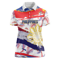 Philippines Sun Tattoo Women Polo Shirt Feathers Filipinas Grunge Style White LT14 Female White - Polynesian Pride