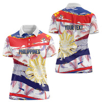 Philippines Sun Tattoo Women Polo Shirt Feathers Filipinas Grunge Style White LT14 - Polynesian Pride