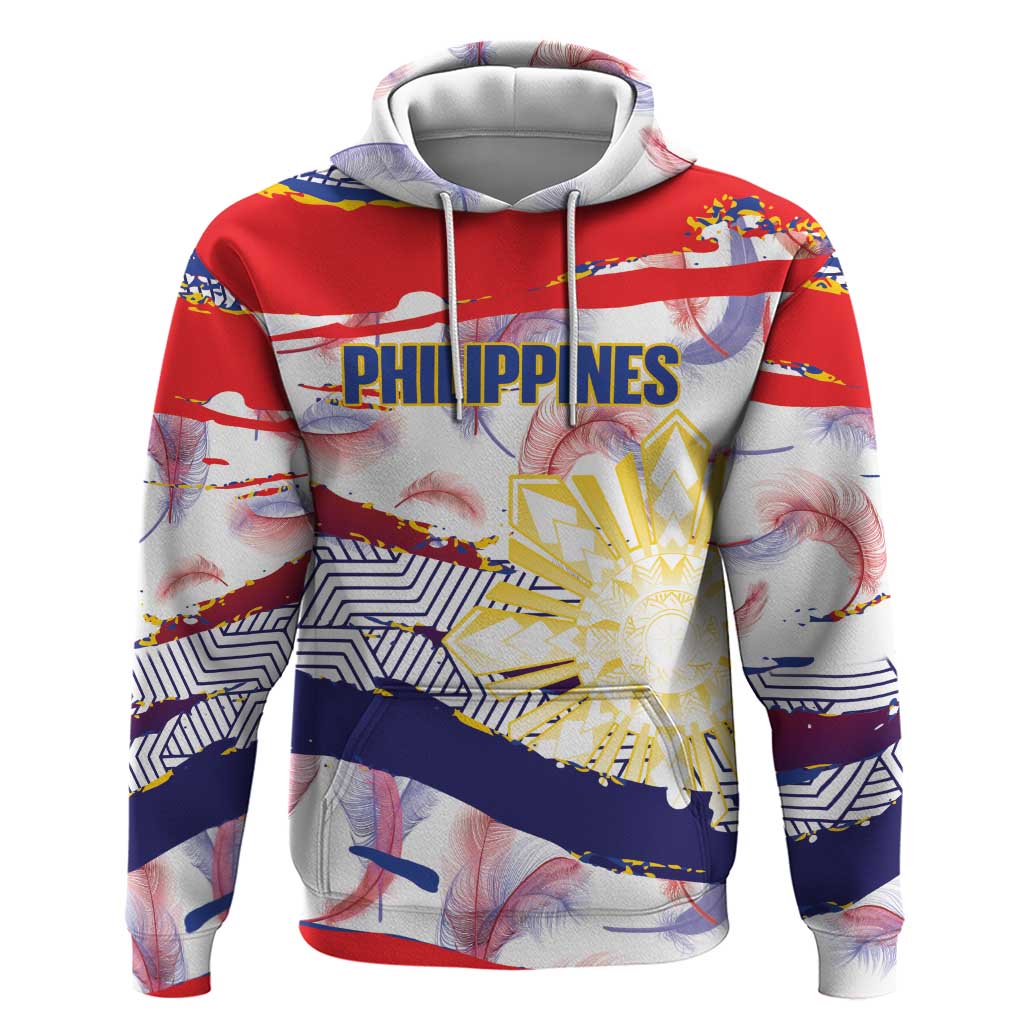 Philippines Sun Tattoo Zip Hoodie Feathers Filipinas Grunge Style White LT14 Pullover Hoodie White - Polynesian Pride