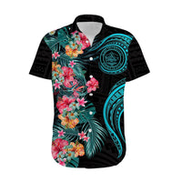 Palau Hawaiian Shirt Tropical Flowers With Polynesian Pattern LT14 - Polynesian Pride